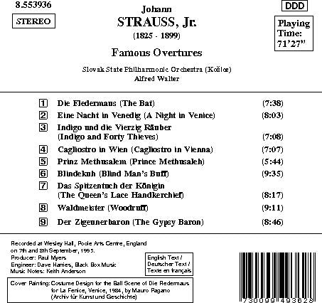 J. Strauss Jr.: Famous Overtures / Walter, Slovak State
