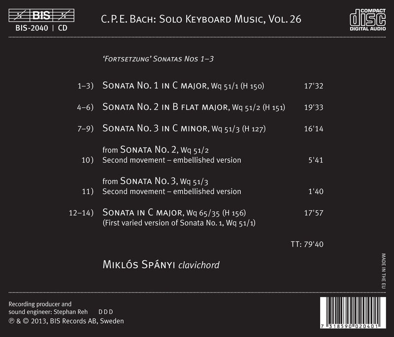C.P.E. Bach: Solo Keyboard Music, Vol. 26