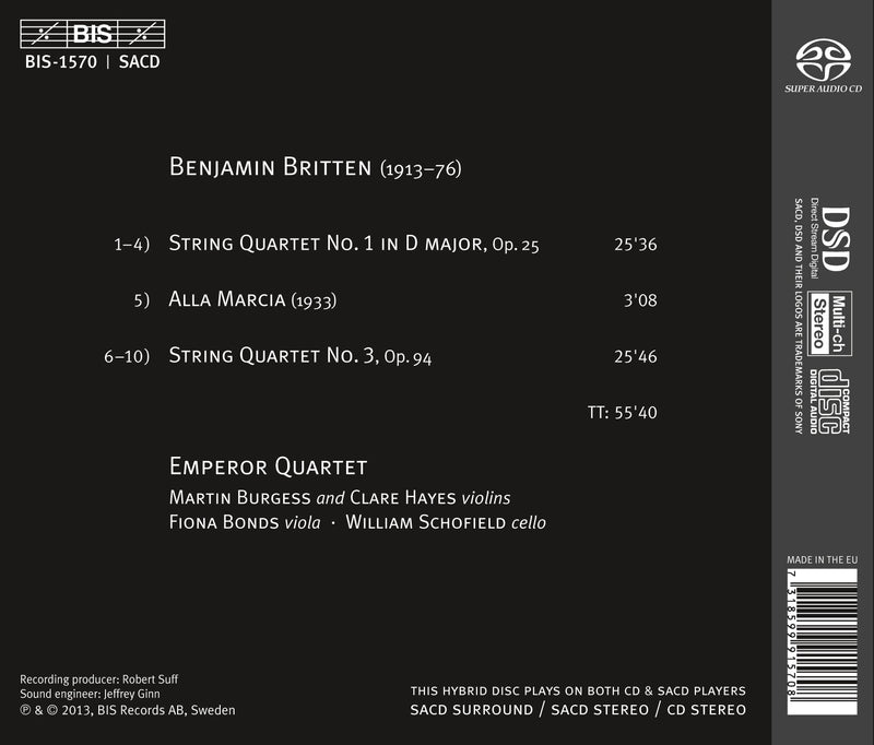 Britten: String Quartets Nos. 1 & 3 / Emperor Quartet