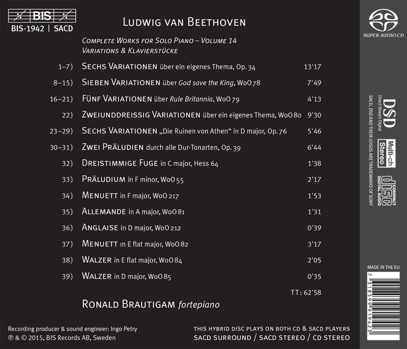 Beethoven: Complete Works For Solo Piano, Vol. 14 / Brautigam