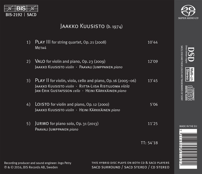 Glow - Chamber Works by Jaakko Kuusisto