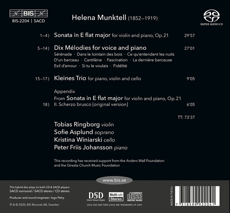 Munktell: Violin Sonata, Dix Melodies, Piano Trio / Ringborg, Johansson, Asplund, Winiarski
