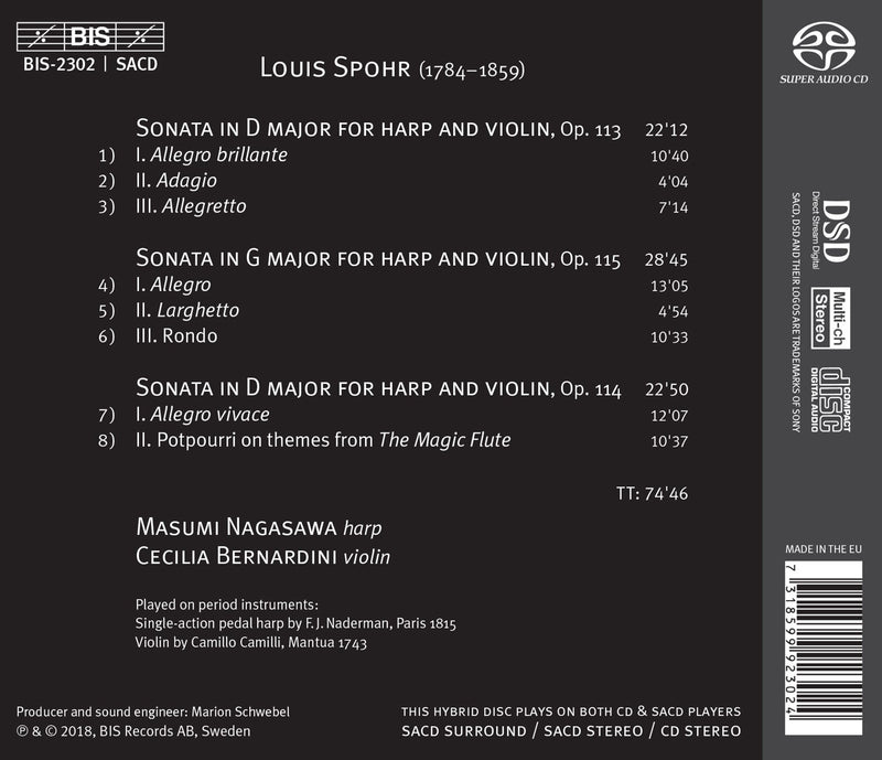 Spohr: Sonatas For Harp & Violin
