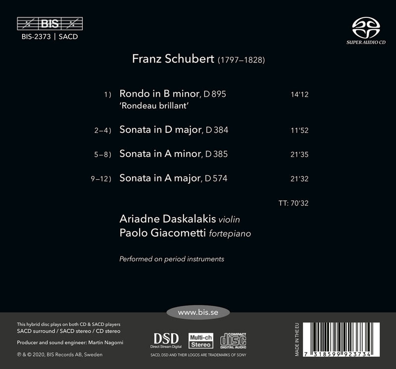 Schubert: Music for Violin, Vol. 2 / Daskalakis, Giacometti