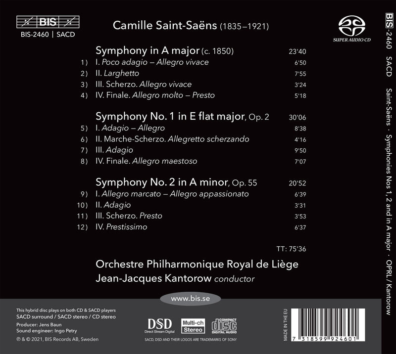 Saint-Saëns: Three Symphonies / Kantorow, Royal Liège Philharmonic
