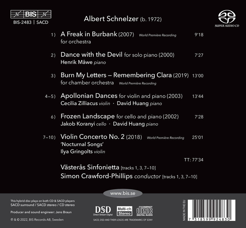 Schnelzer: A Freak in Burbank / Gringolts, Crawford-Phillips, Västerås Sinfonietta