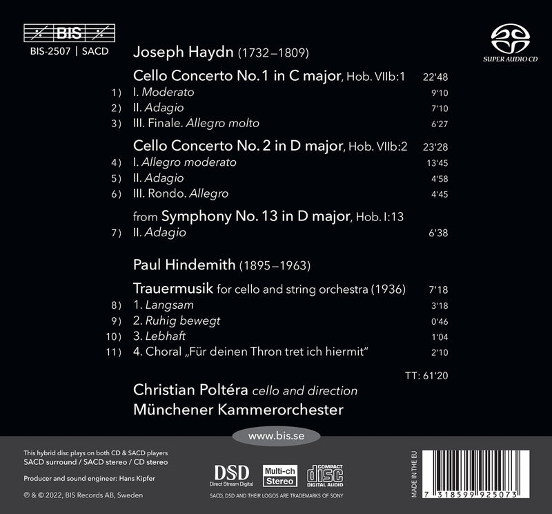 Haydn: Cello Concertos - Hindemith: Trauermusik / Poltéra, Münchener Kammerorchester