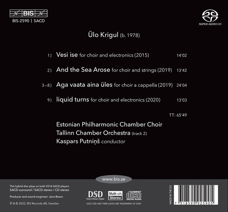 Krigul: liquid turns / Estonian Philharmonic Chamber Choir