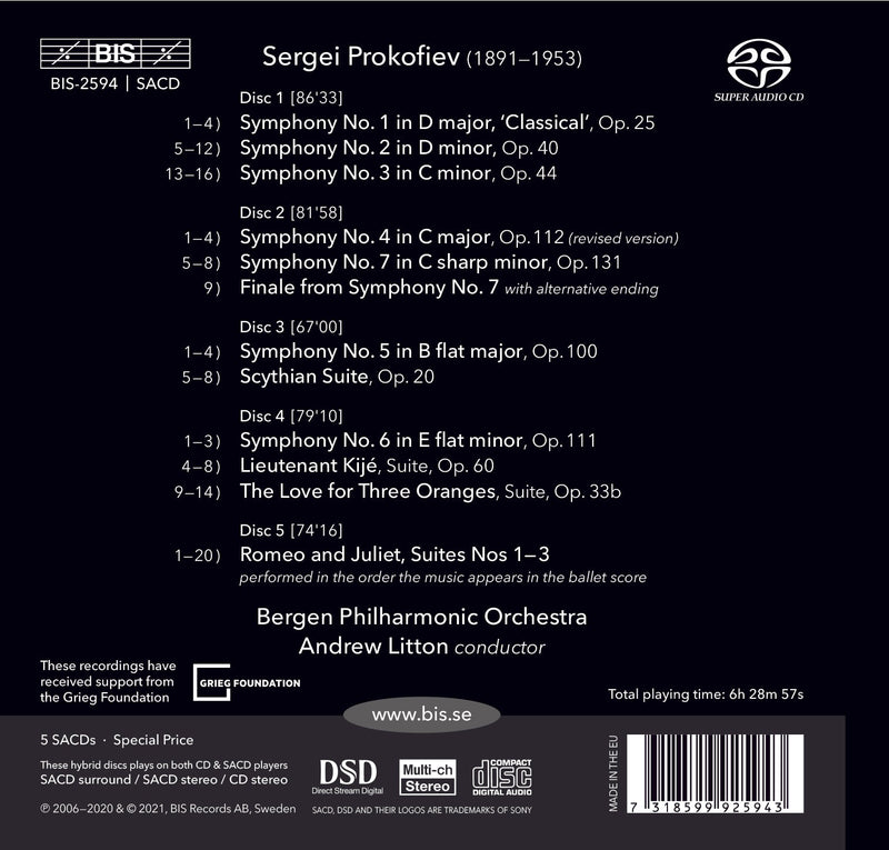 Prokofiev: The Symphonies / Litton, Bergen Philharmonic