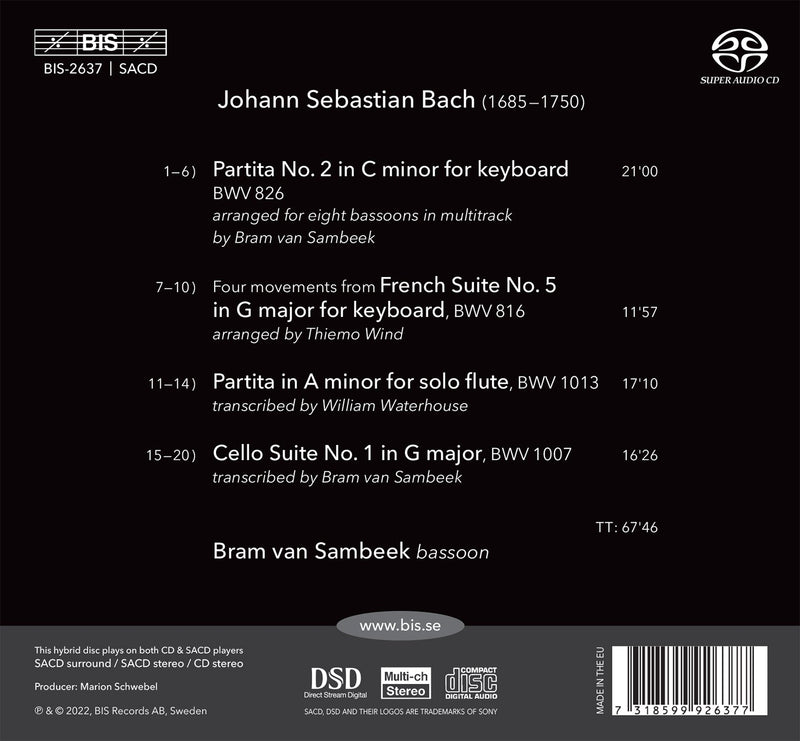 Bram van Sambeek plays Bach on the Bassoon