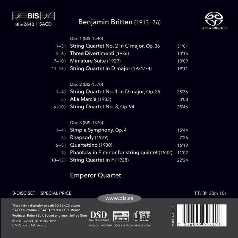 Britten: The Music for String Quartet / Emperor Quartet