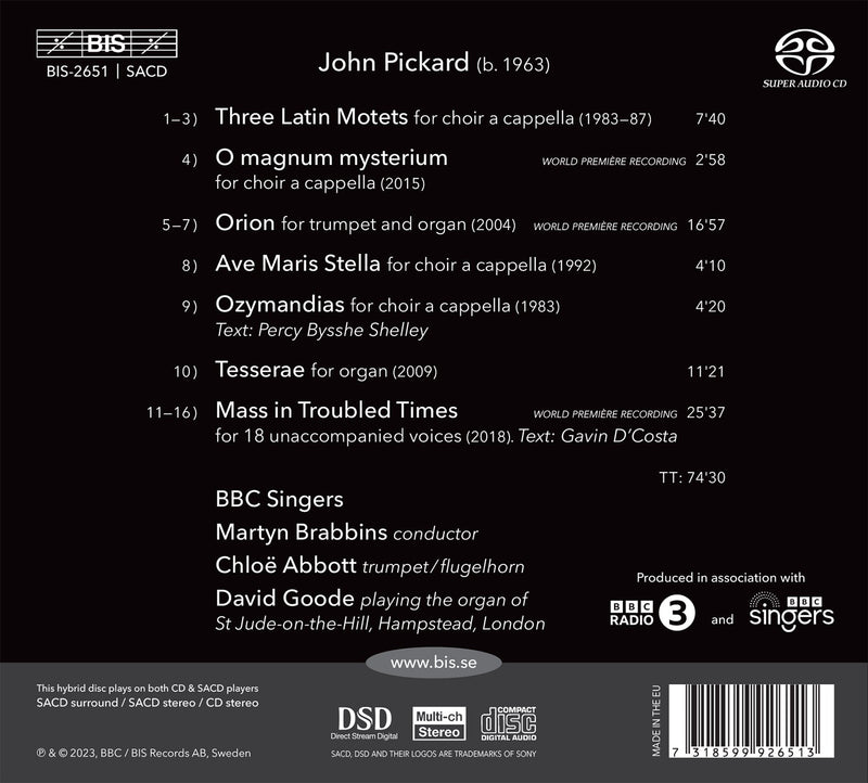 Pickard: Mass in Troubled Times / Brabbins, BBC Singers
