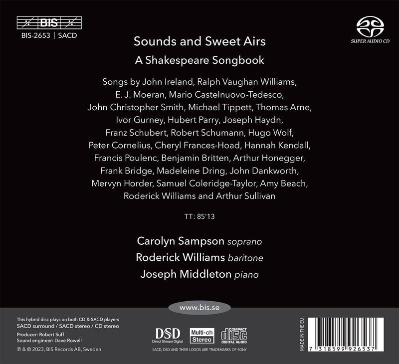Sounds & Sweet Airs - A Shakespeare Songbook / Sampson, Williams, Middleton