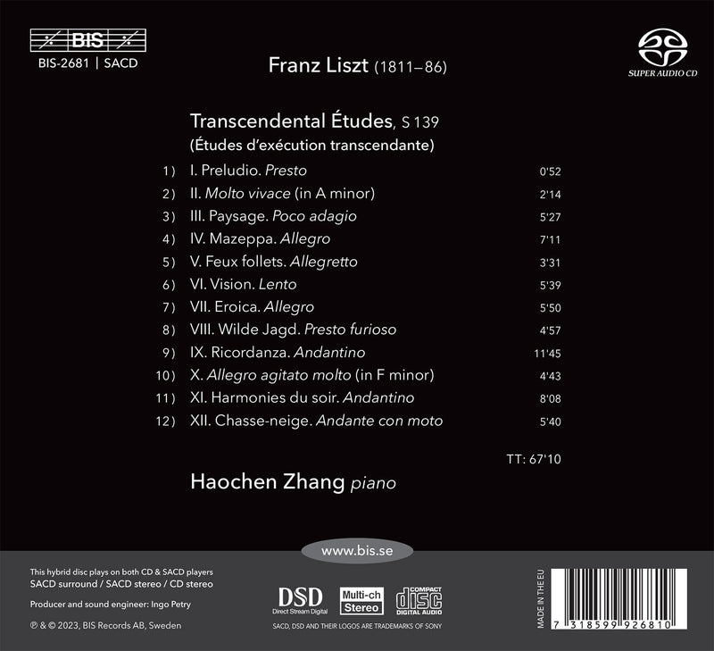 Liszt: Transcendental Etudes / Haochen Zhang