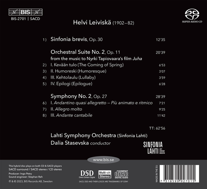 Leiviskä: Orchestral Works, Vol. 1 / Stasevska, Lahti Symphony