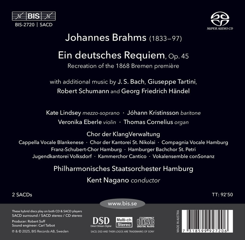 Brahms: Ein deutsches Requiem / Nagano, Hamburg State Philharmonic