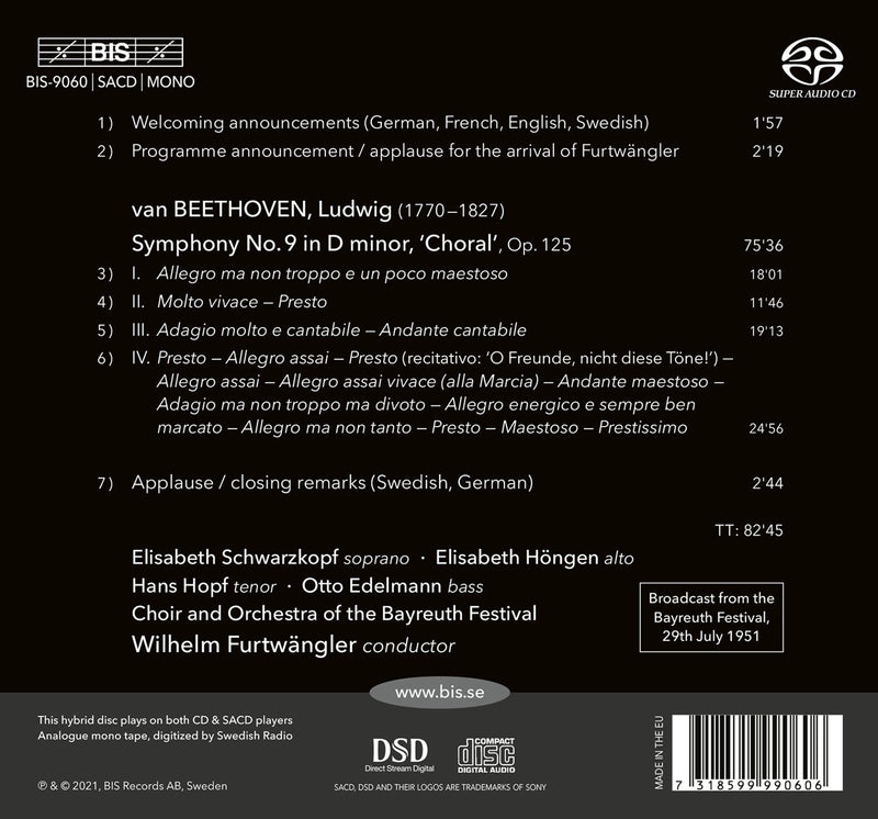 Beethoven: Symphony No. 9 / Furtwängler, Bayreuth Festival Orchestra