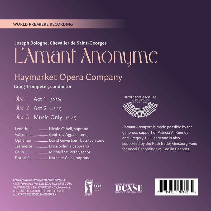 Saint-Georges: L'Amant Anonyme / Haymarket Opera Company