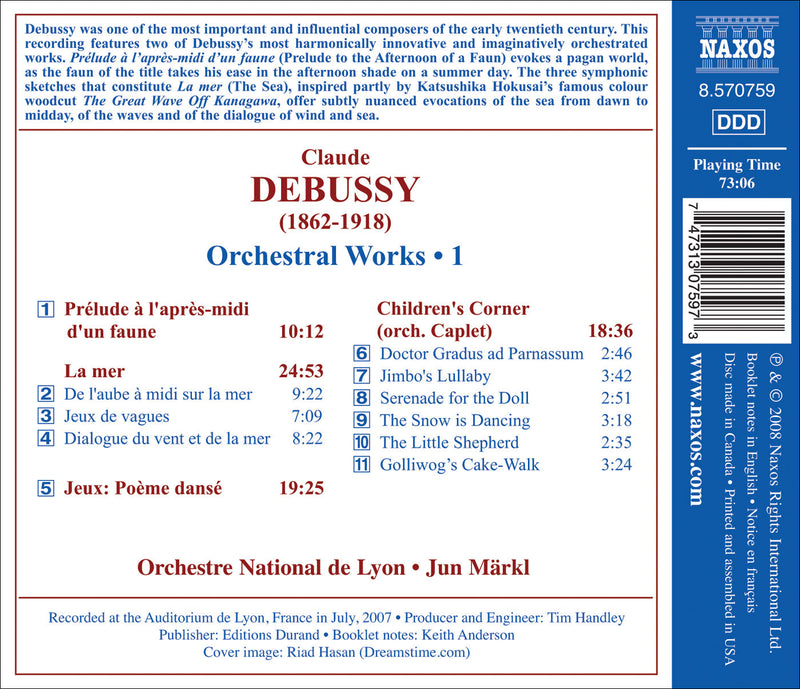 Debussy: Orchestral Works Vol 1 - Prélude À L'Après-Midi D'Un Faune, La Mer / Märkl, Lyon NO