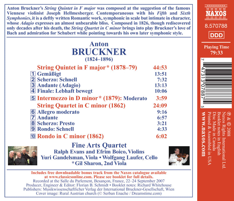 Bruckner: String Quintet, String Quartet / Fine Arts Quartet