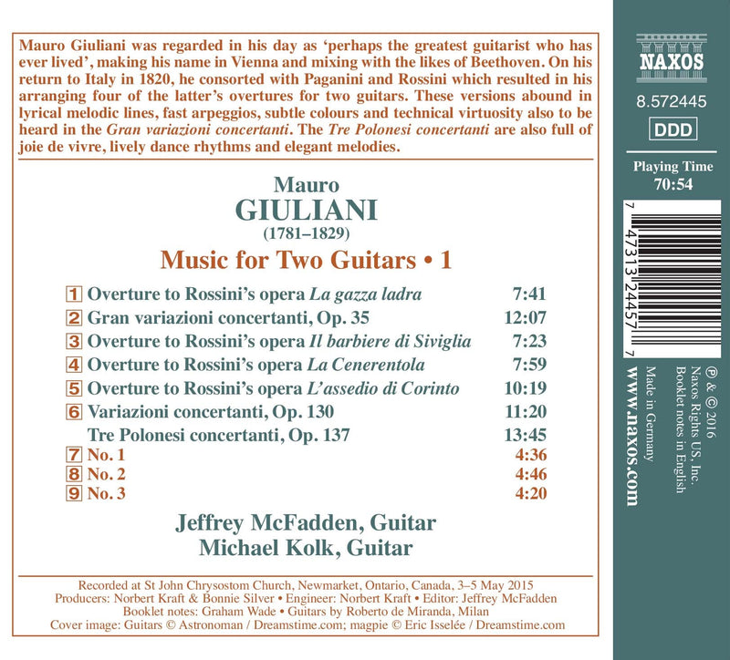 Giuliani: Music for Two Guitars, Vol. 1 / McFadden, Kolk