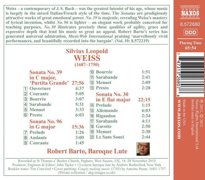 Silvius Leopold Weiss: Lute Sonatas, Vol. 11