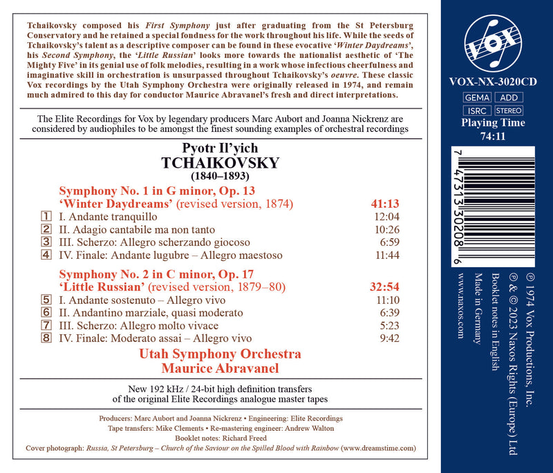 Tchaikovsky: Symphonies Nos. 1 & 2 / Abravanel, Utah Symphony