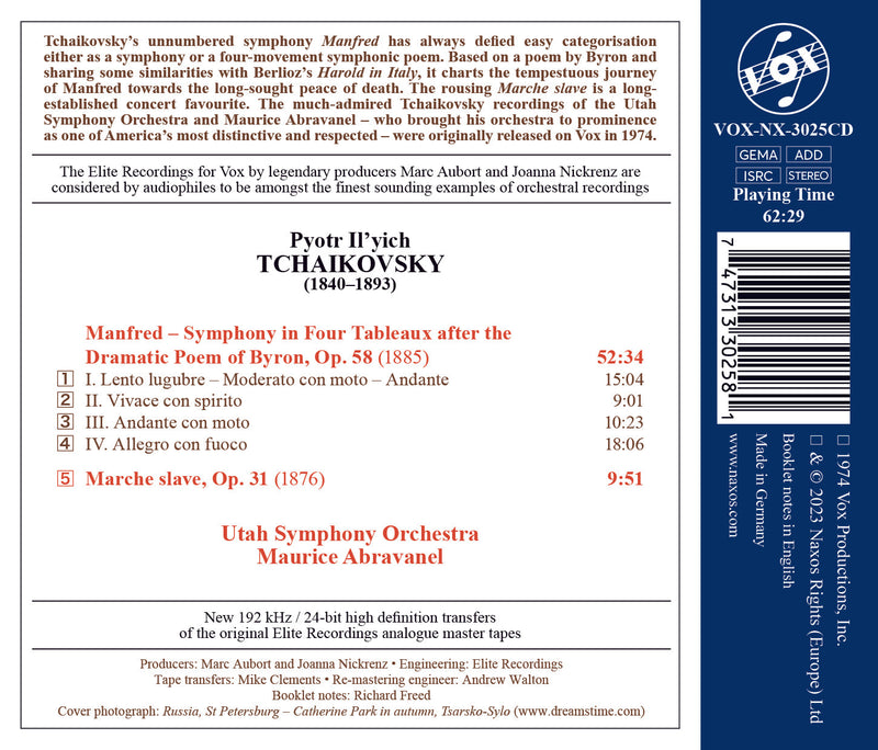 Tchaikovsky: Manfred / Abravanel, Utah Symphony