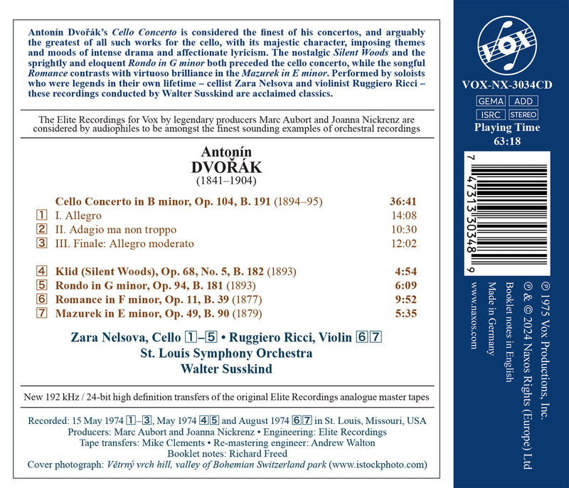 Dvořák: Cello Concerto / Nelsova, Ricci, Susskind, St. Louis Symphony