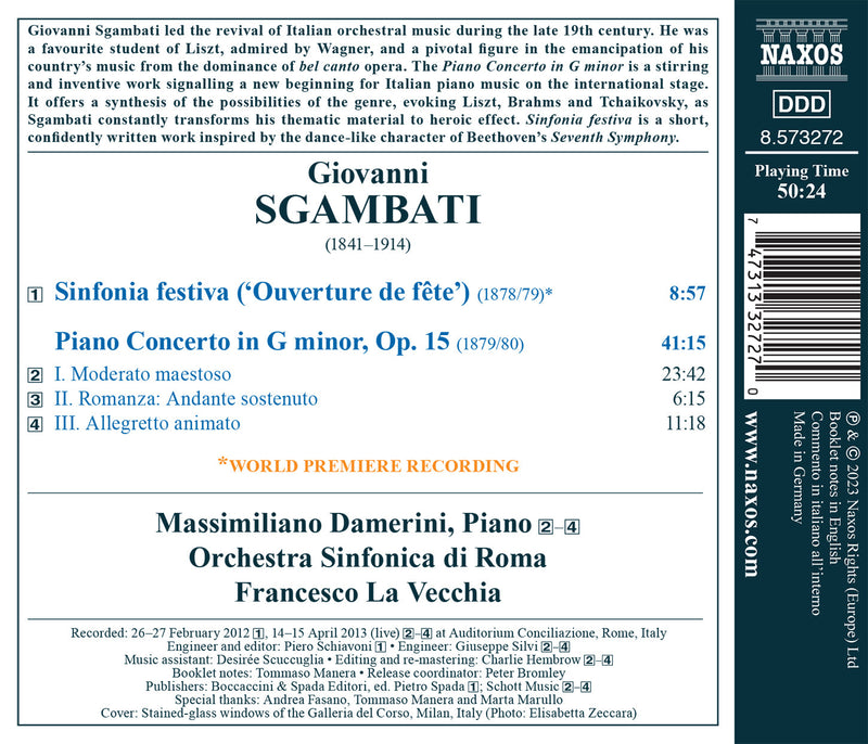 Sgambati: Sinfonia festiva; Piano Concerto / Damerini, La Vecchia, Orchestra Sinfonica di Roma