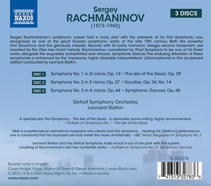 Rachmaninoff: Complete Symphonies / Slatkin, Detroit Symphony Orchestra