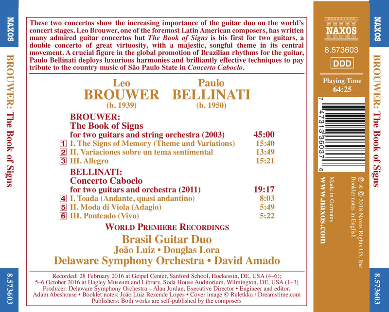 Brouwer: The Book of Signs - Bellinati: Concerto Caboclo / Amado, Delaware Symphony