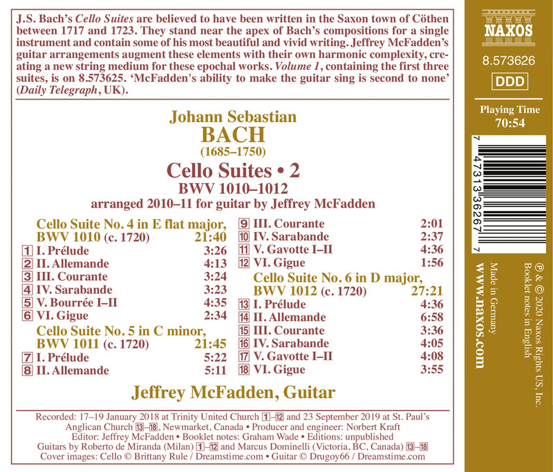 Bach: Cello Suites, Vol. 2 / McFadden