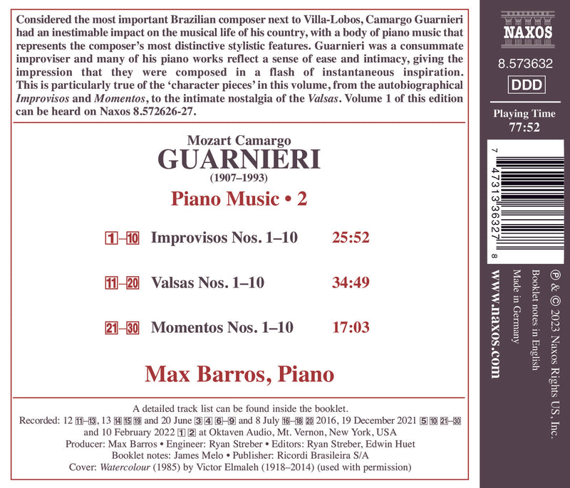 Guarnieri: Piano Music, Vol. 2 / Barros