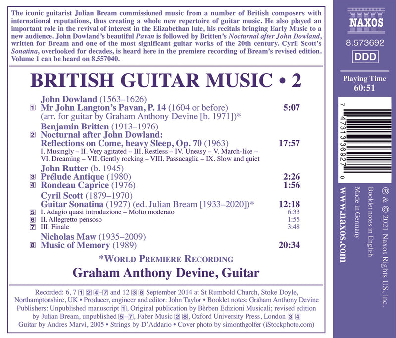 Britten, Rutter, Dowland: British Guitar Music, Vol. 2 / Devine