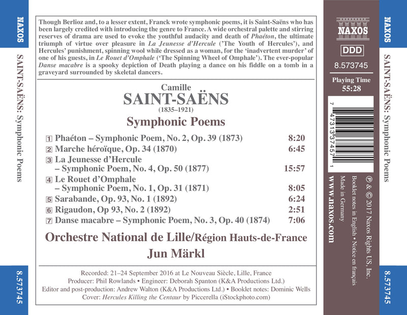 Saint-Saens: Symphonic Poems / Markl, Orchestre National de Lille