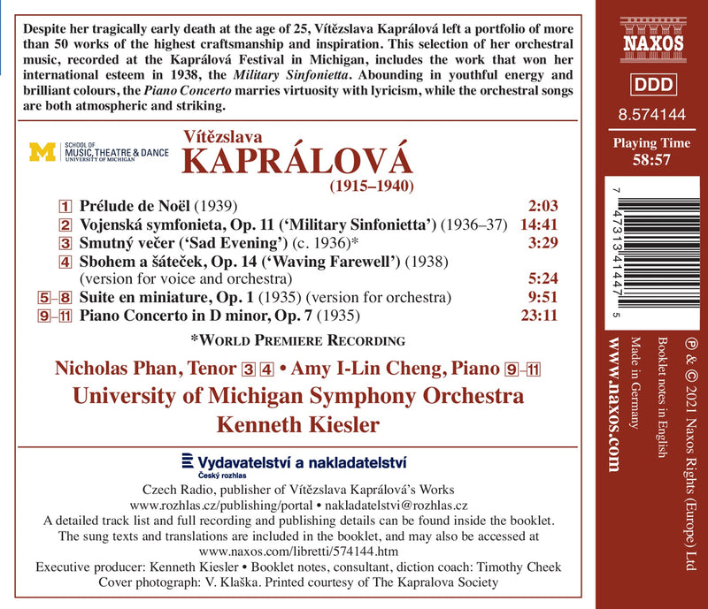 Kaprálová: Waving Farewell / Phan, Cheng, Keisler, Kiesler, University of Michigan S.O.