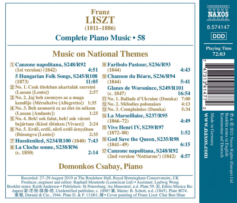 Liszt: Music on National Themes / Csabay