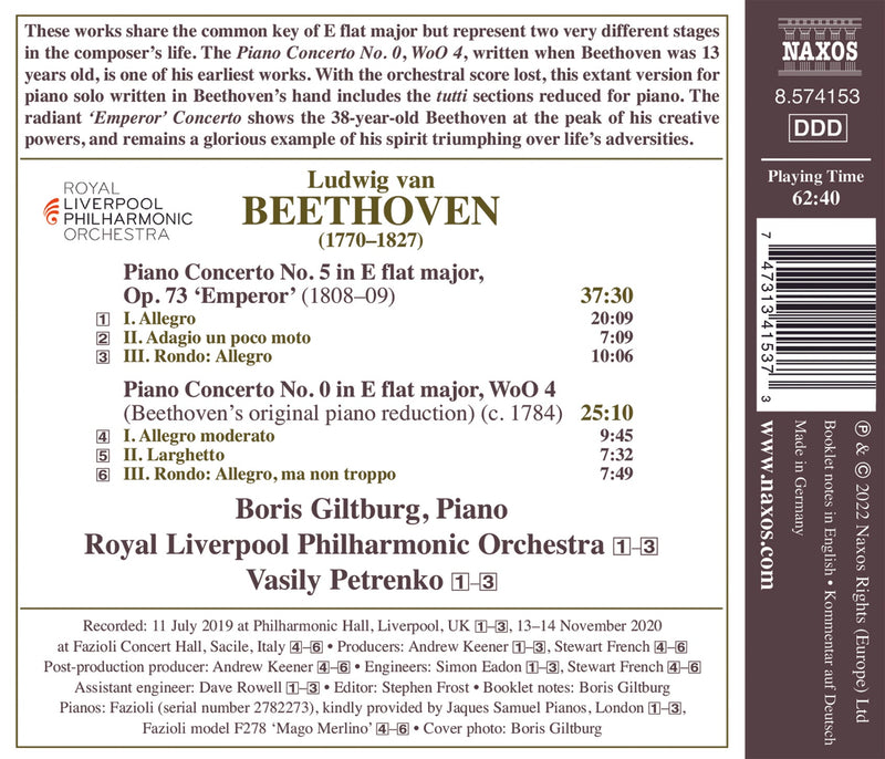 Beethoven: Piano Concertos Nos. 5 "Emperor" & 0 / Giltburg, V. Petrenko, RLPO