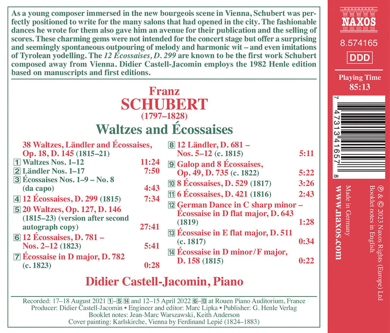 Schubert: Waltzes, Landler, & Ecossaises / Castell-Jacomin