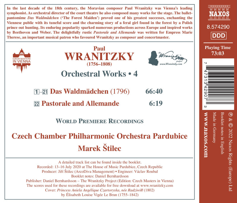 Wranitzky: Orchestral Works, Vol. 4 / Štilec, Orchestra Pardubice, Czech Chamber Philharmonic