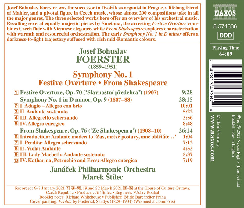 Foerster: Symphony No. 1, Festive Overture & From Shakespeare / Štilec, Janáček PO