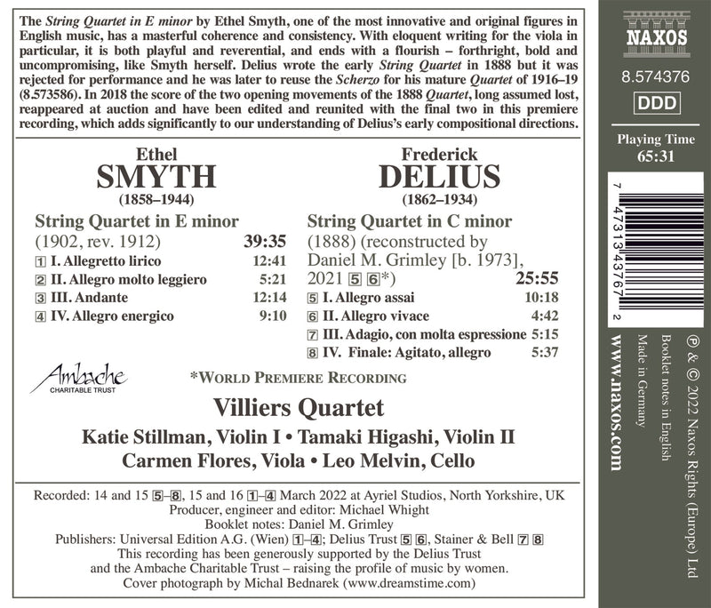 Delius & Smyth: String Quartets / Villiers Quartet