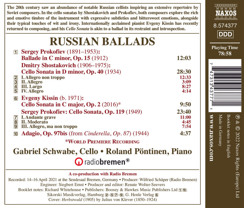 Prokofiev, Shostakovich, Kissin: Russian Ballads / Schwabe, Pöntinen