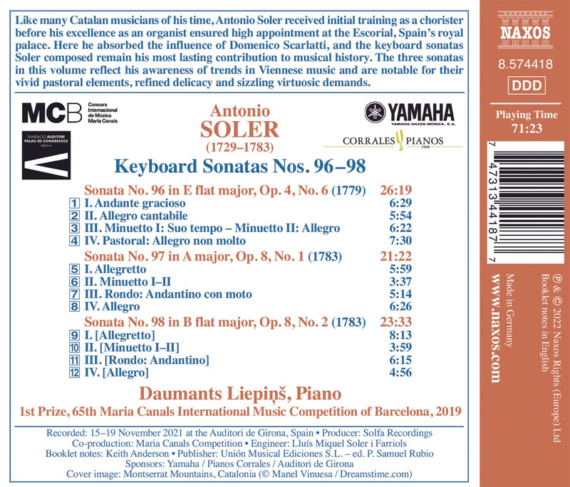 Soler: Keyboard Sonatas Nos. 96–98 / Liepinš