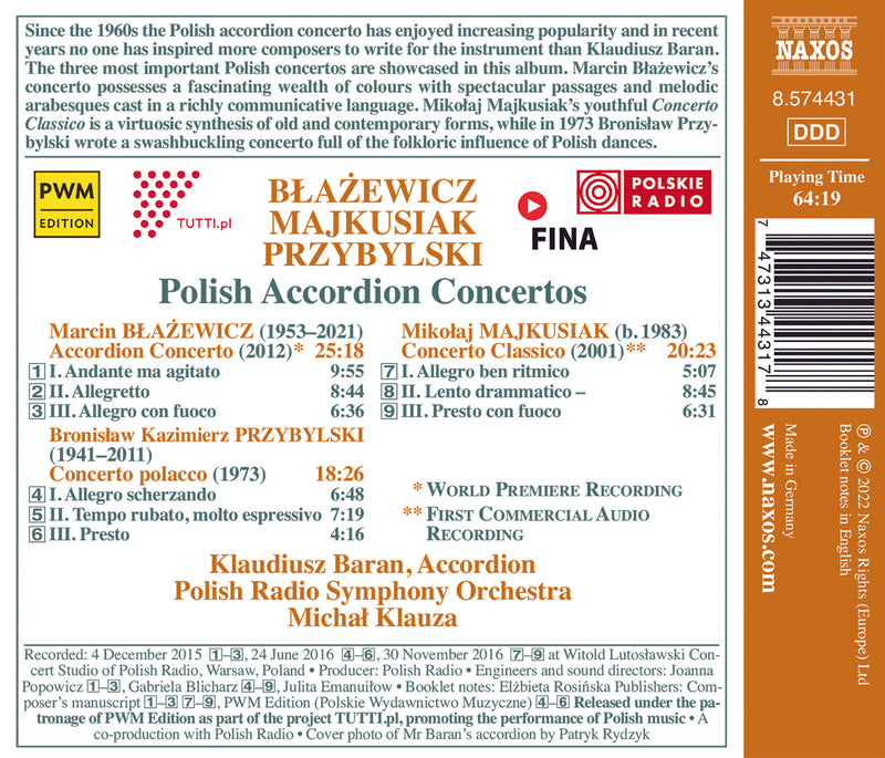 Polish Accordion Concertos / Baran, Klauza, Polish Radio Symphony