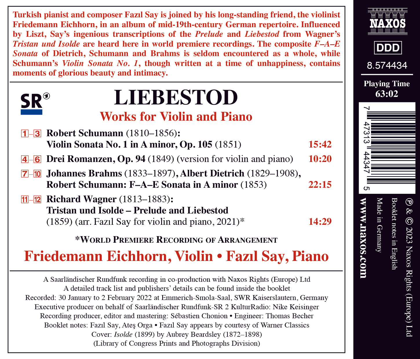 Brahms, R. Schumann, Wagner et al: Liebestod - Works for Violin & Pian –  ArkivMusic