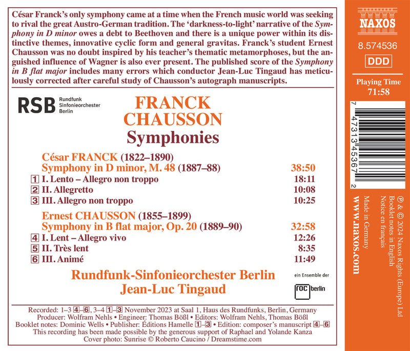 Franck & Chausson: Symphonies / Tingaud, Radio-Symphonie-Orchester Berlin