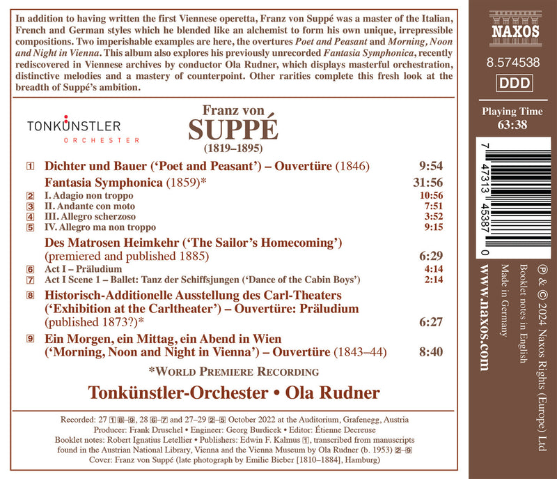 Suppé: Works for Orchestra / Rudner, Tonkünstler-Orchester