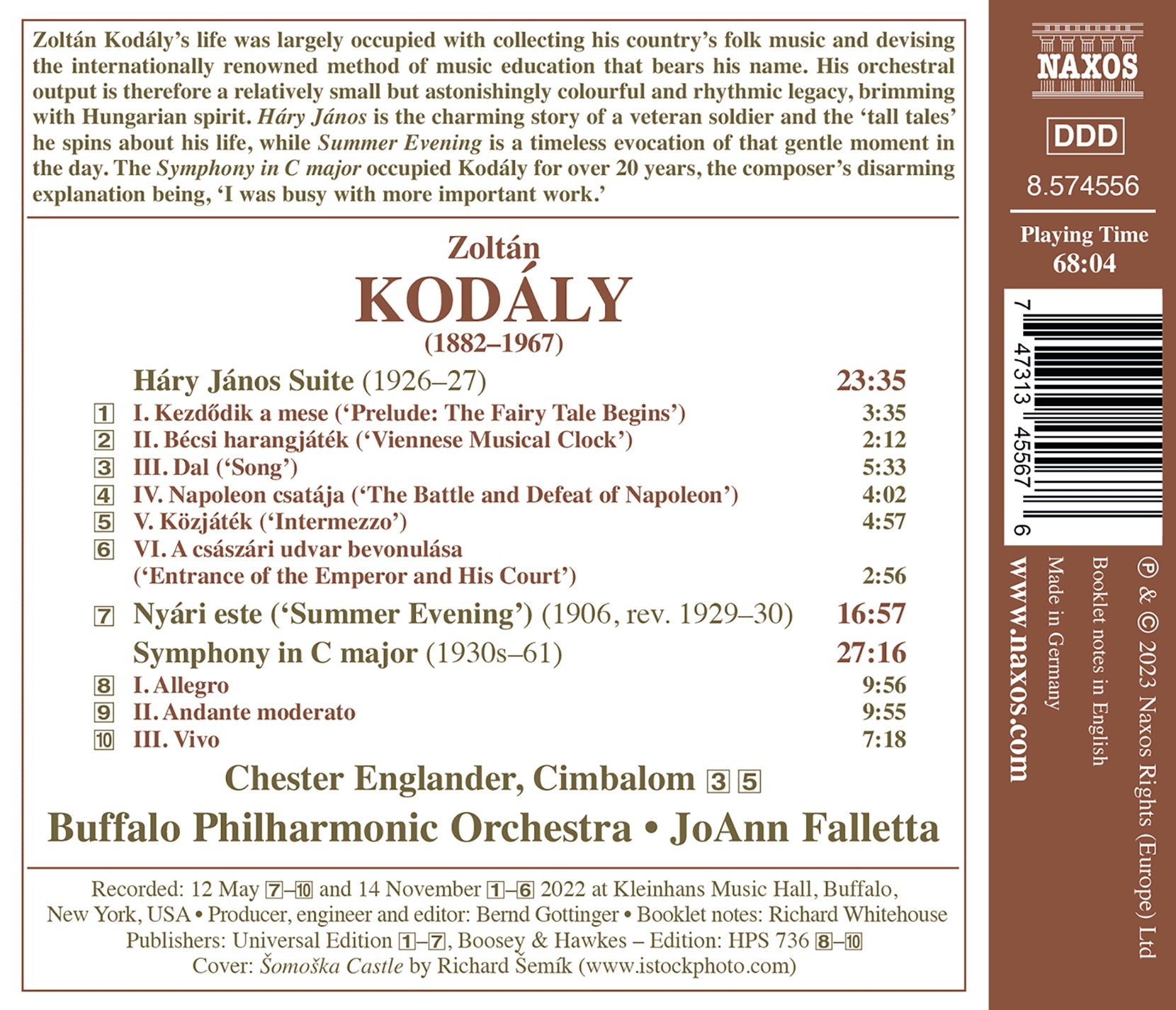 Kodály Háry János Suite; Symphony in C / Falletta, Buffalo Philharmon
